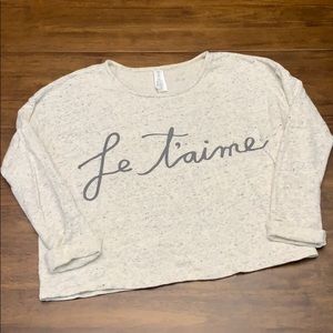 🌱3/$10 Cropped Je t’aime Sweatshirt